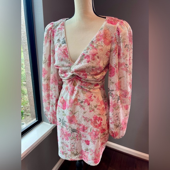 NWT One33 Social Vintage Pink Floral Minidress Size 8 - Picture 7 of 15